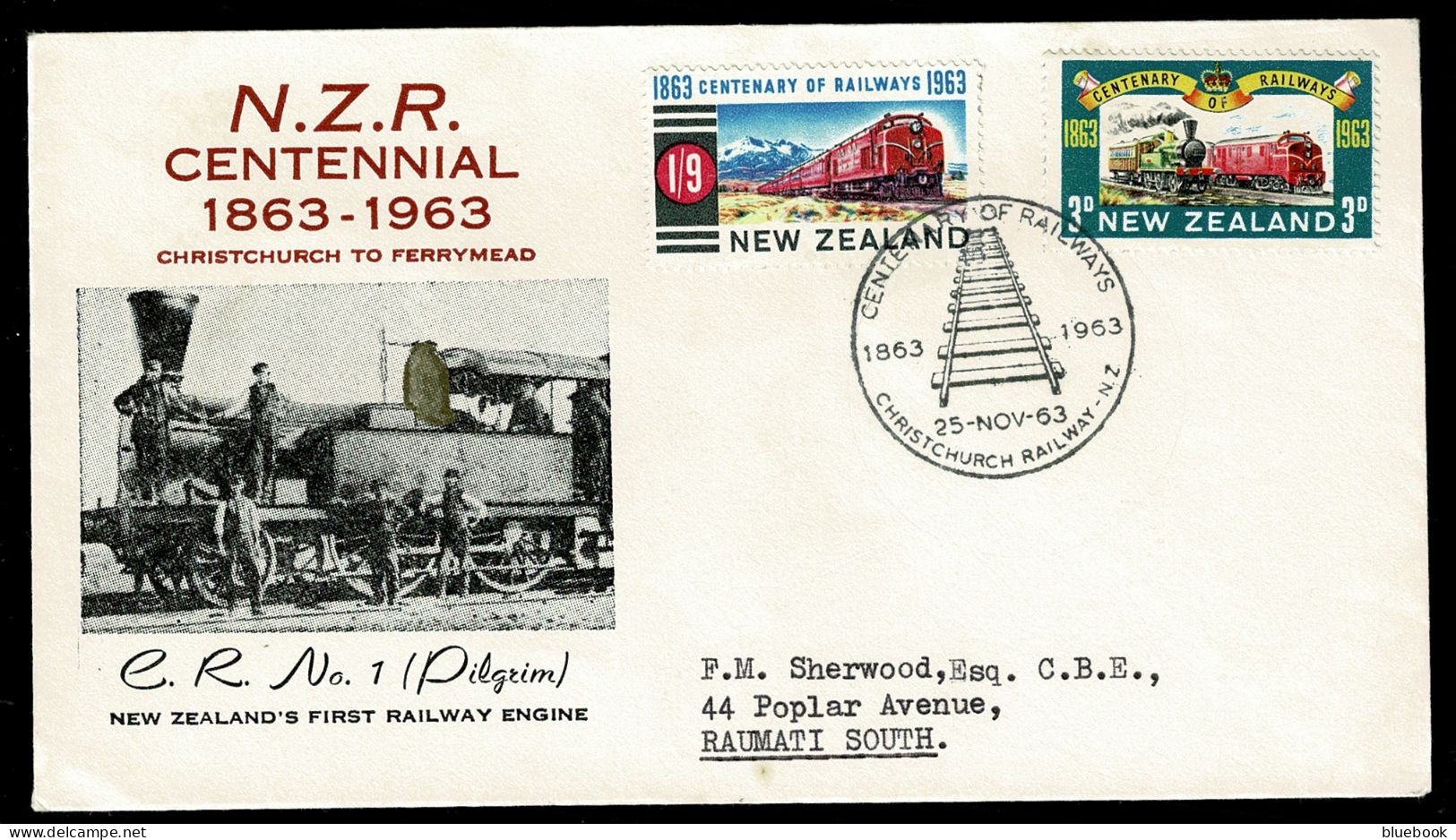 Ref 1632 - New Zealand 1963 FDC - N.Z. Railway Centennial - Covers & Documents