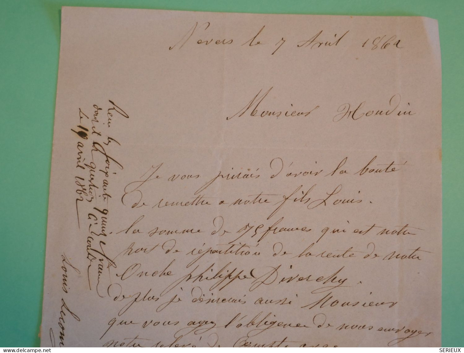 DA3 FRANCE BELLE LETTRE  1861  NEVERS  A  PARIS  +N°14 BIEN MARGé+AFF. INTERESSANT - 1853-1860 Napoléon III.