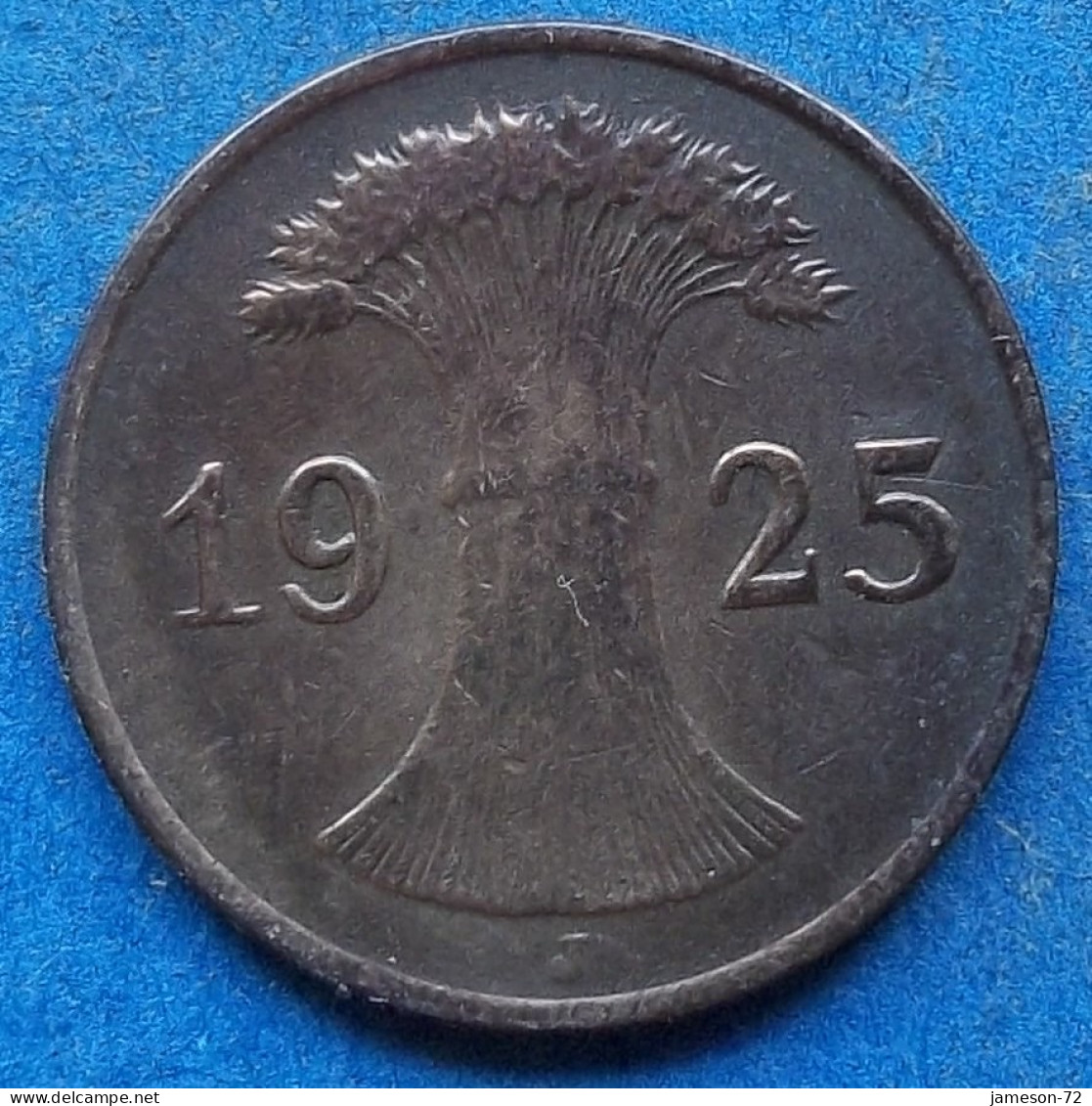 GERMANY - 1 Reichspfennig 1925 J KM# 37 Weimar Republic Reichsmark Coinage (1924-1938) - Edelweiss Coins - 1 Renten- & 1 Reichspfennig