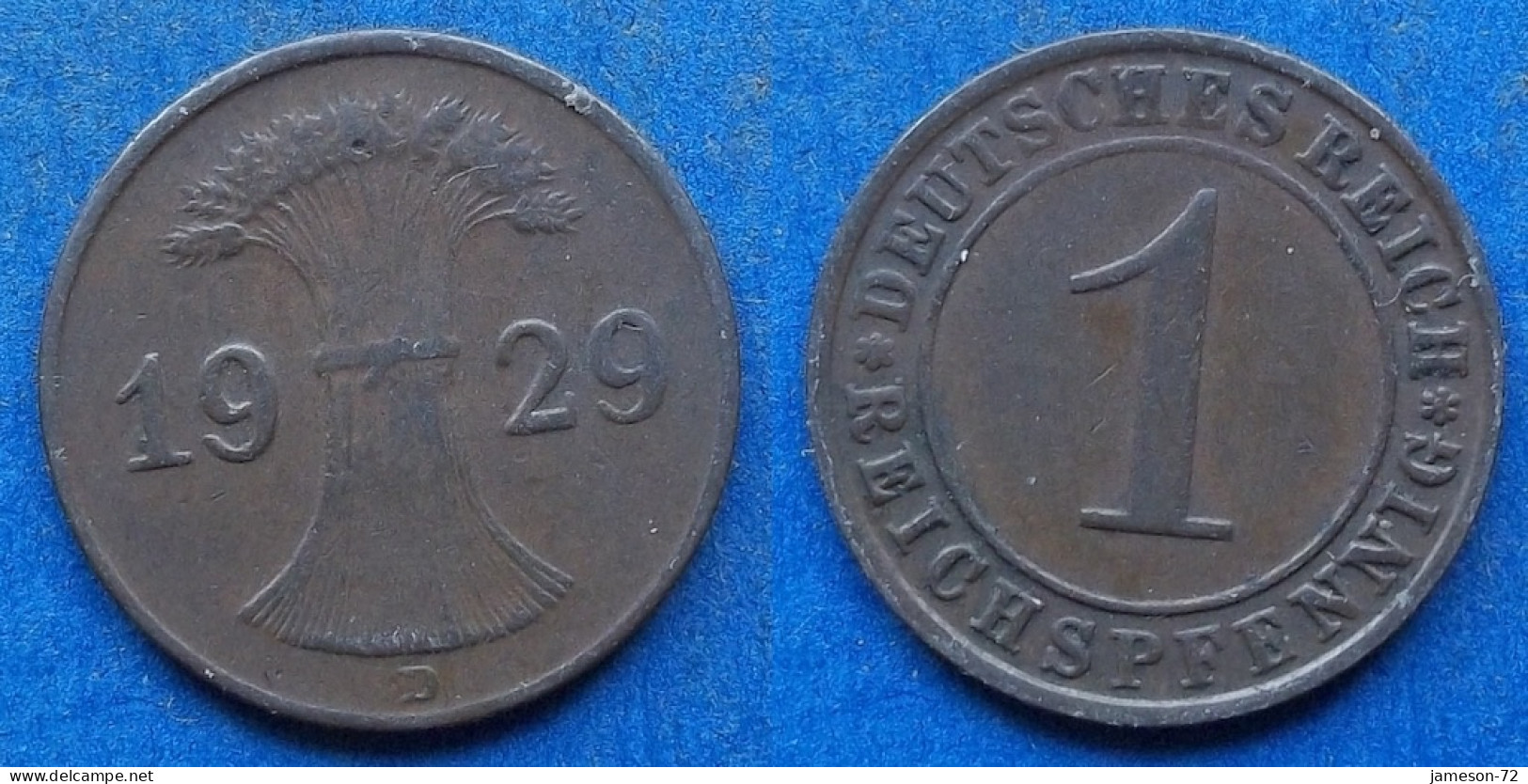 GERMANY - 1 Reichspfennig 1929 D KM# 37 Weimar Republic Reichsmark Coinage (1924-1938) - Edelweiss Coins - 1 Rentenpfennig & 1 Reichspfennig