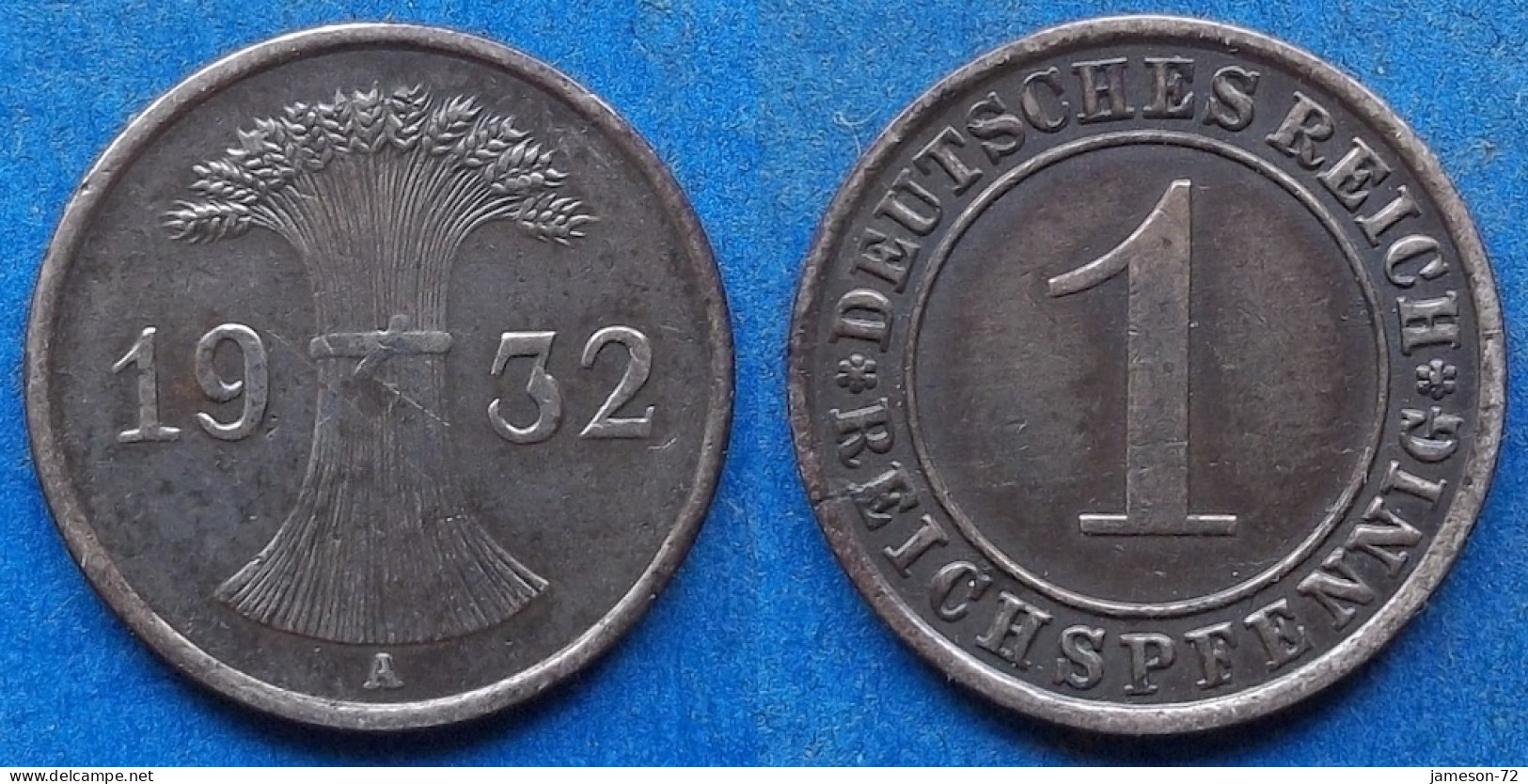GERMANY - 1 Reichspfennig 1932 A KM# 37 Weimar Republic Reichsmark Coinage (1924-1938) - Edelweiss Coins - 1 Renten- & 1 Reichspfennig