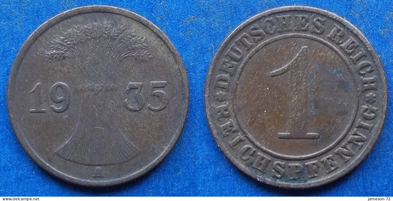 GERMANY - 1 Reichspfennig 1935 A KM# 37 Weimar Republic Reichsmark Coinage (1924-1938) - Edelweiss Coins - 1 Rentenpfennig & 1 Reichspfennig