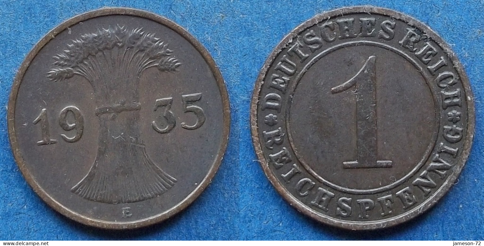 GERMANY - 1 Reichspfennig 1935 E KM# 37 Weimar Republic Reichsmark Coinage (1924-1938) - Edelweiss Coins - 1 Rentenpfennig & 1 Reichspfennig