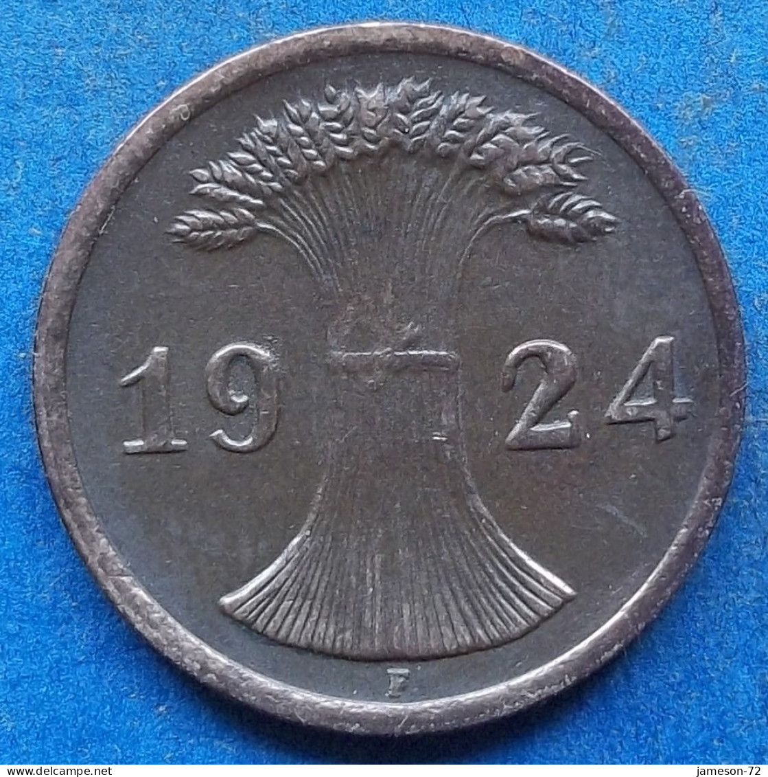 GERMANY - 2 Reichspfennig 1924 F KM# 38 Weimar Republic Reichsmark Coinage (1924-1938) - Edelweiss Coins - 2 Rentenpfennig & 2 Reichspfennig