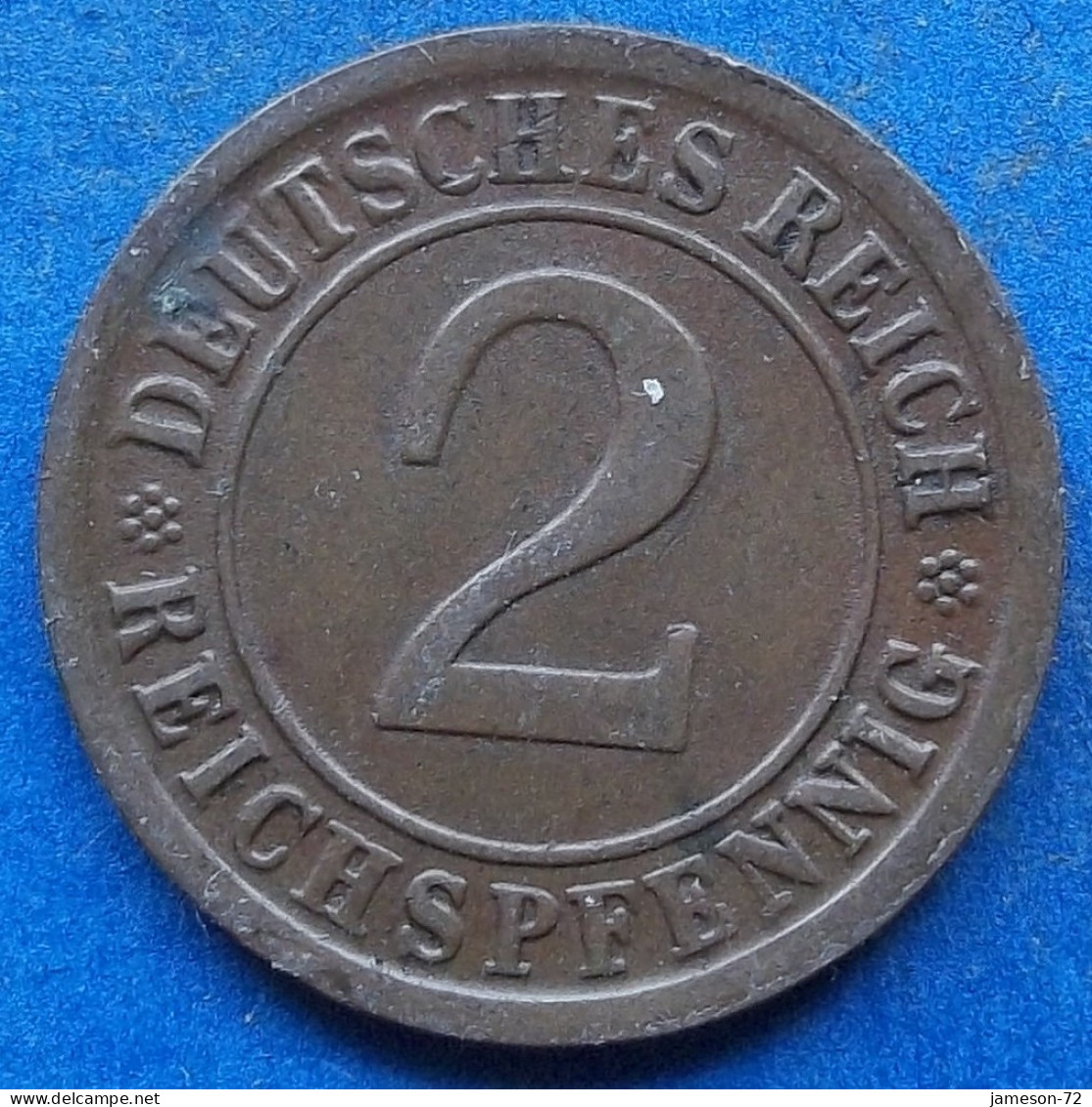 GERMANY - 2 Reichspfennig 1924 J KM# 38 Weimar Republic Reichsmark Coinage (1924-1938) - Edelweiss Coins - 2 Renten- & 2 Reichspfennig