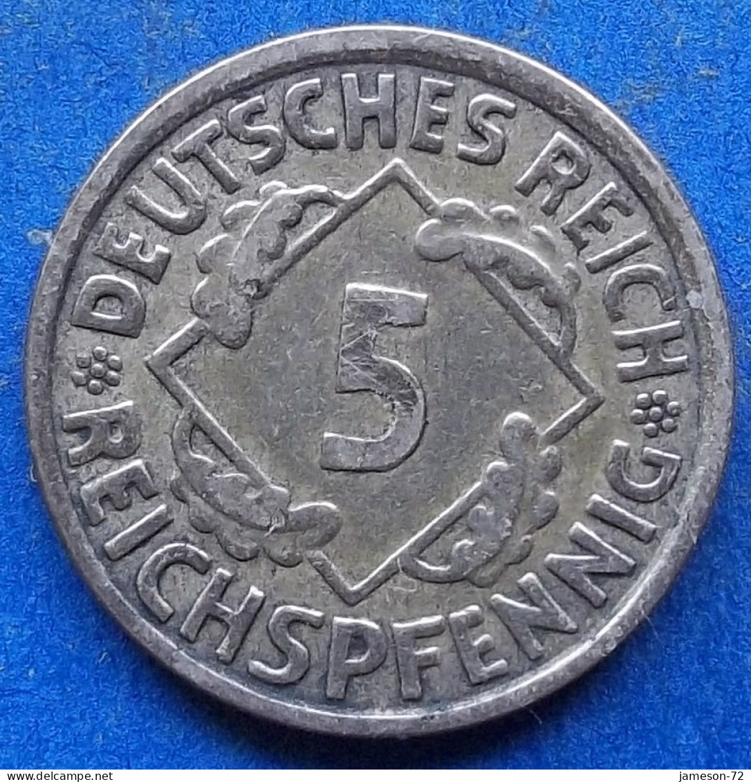 GERMANY - 5 Reichspfennig 1925 F KM# 39 Weimar Republic Reichsmark Coinage (1924-1938) - Edelweiss Coins - 5 Rentenpfennig & 5 Reichspfennig