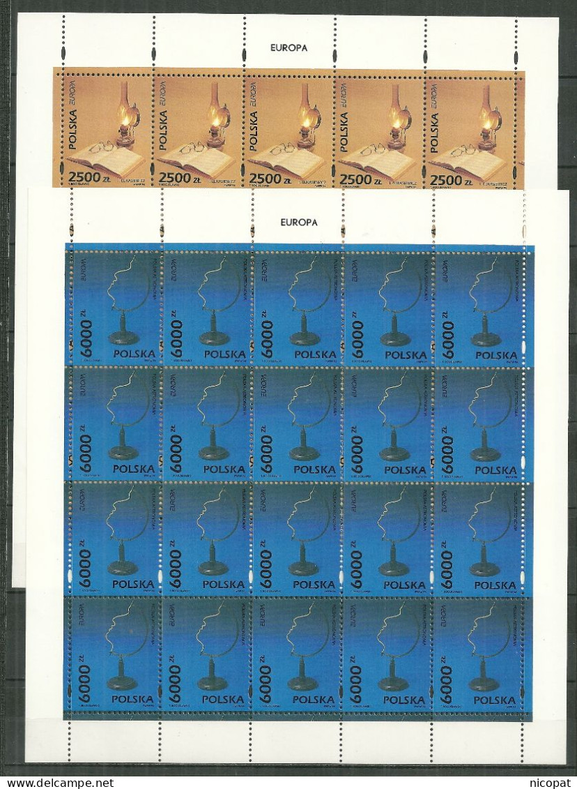 POLAND MNH ** 3279-3280 En Feuille EUROPA Europe Découverte Lampe à Huile Lukasiewicz Livre Lunetttes - Volledige Vellen