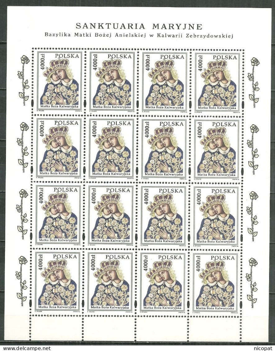 POLAND MNH ** 3287 En Feuille LA VIERGE DE L'EGLISE DE KALVARIA - Feuilles Complètes