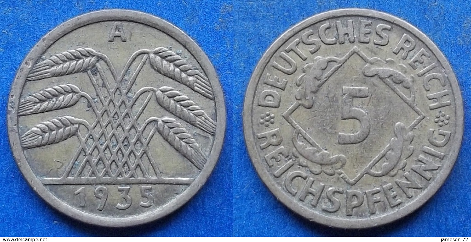 GERMANY - 5 Reichspfennig 1935 A KM# 39 Weimar Republic Reichsmark Coinage (1924-1938) - Edelweiss Coins - 5 Rentenpfennig & 5 Reichspfennig