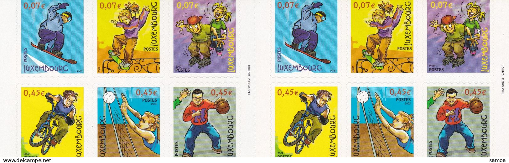 Luxembourg 2002 C 1511 (1511-16) ** Sports Snowboard Planche à Roulettes Roller BMX Vélo Beach-volley Basket-ball De Rue - Markenheftchen