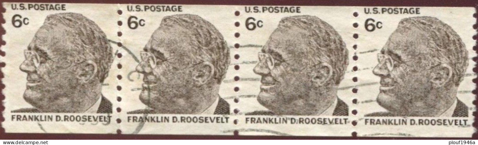 Pays : 174,1 (Etats-Unis)   Yvert Et Tellier N° :   840 A (o) Bande De 4 Se Tenant - Ruedecillas