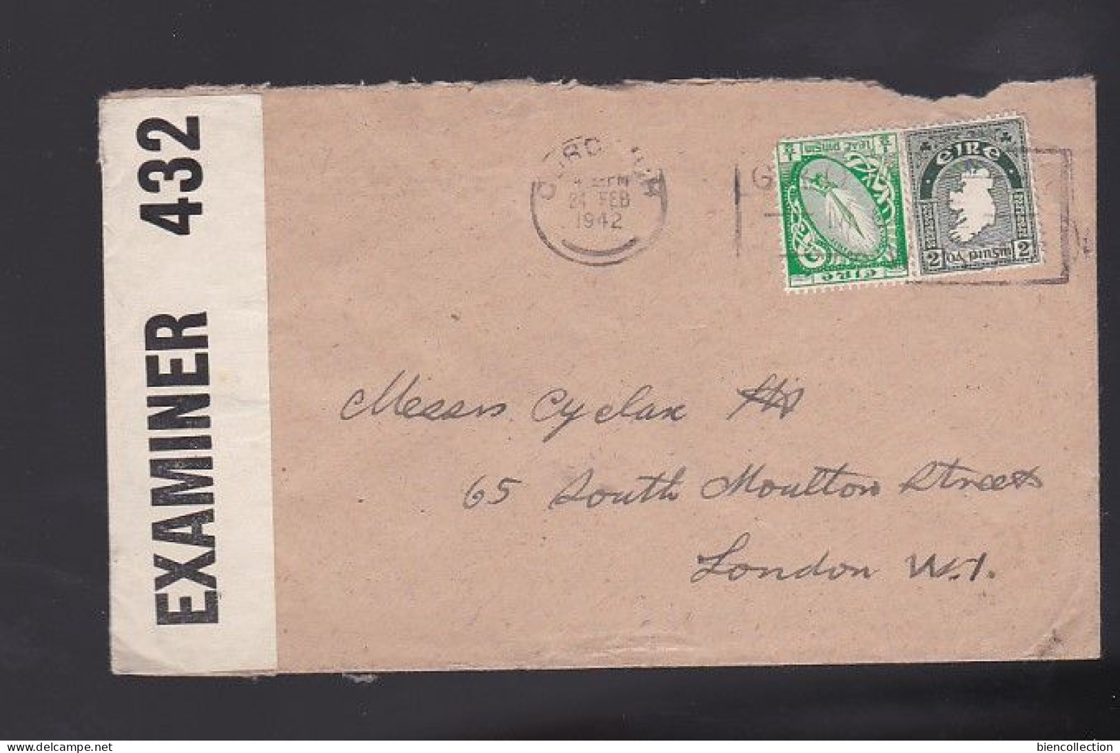 Irlande;. Enveloppe  Censurée ; Cover Opened By Censor From Eire To London - Covers & Documents