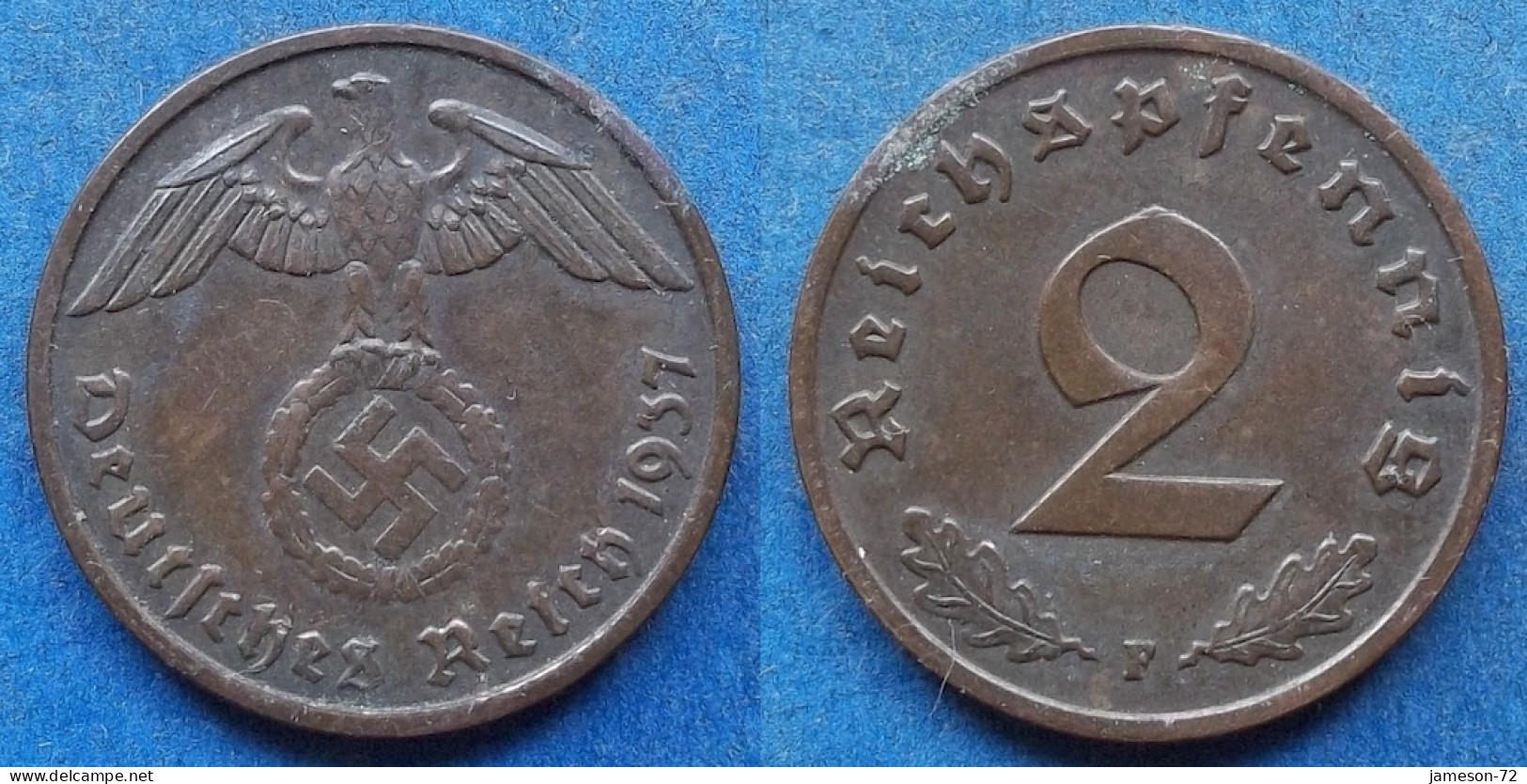 GERMANY - 2 Reichspfennig 1937 F KM# 90 III Reich (1933-1945) - Edelweiss Coins - 2 Reichspfennig