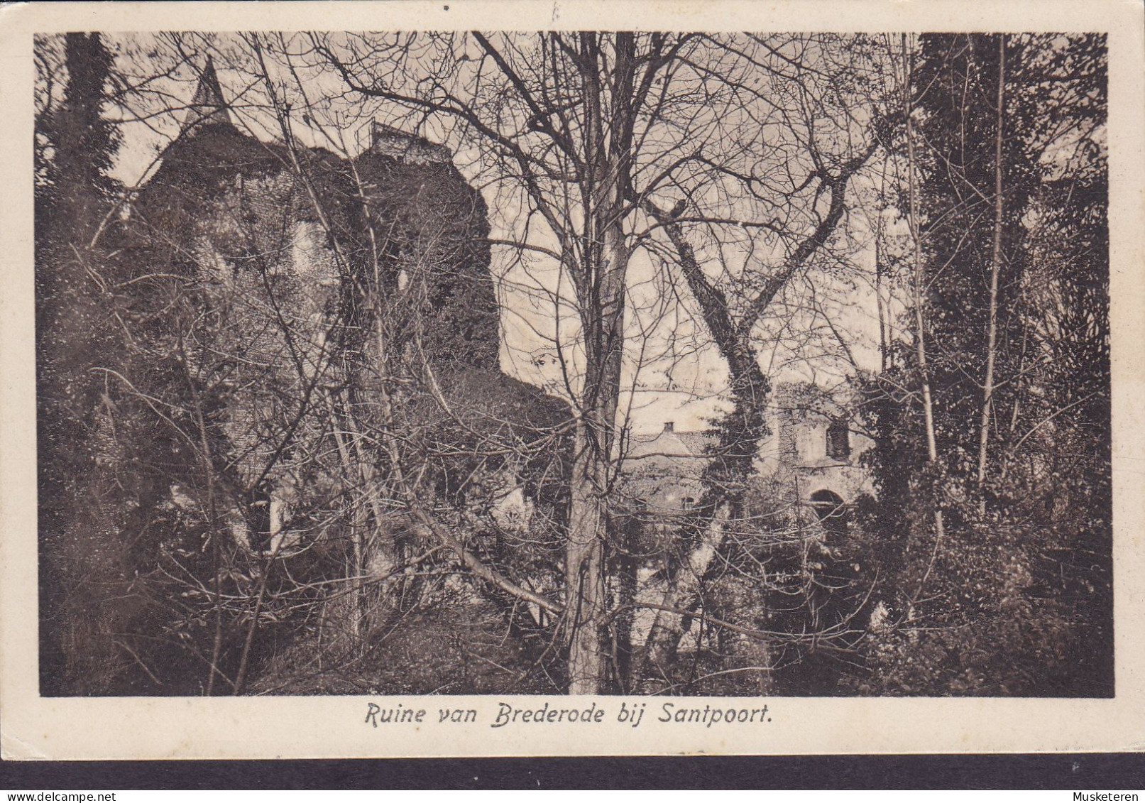 Netherlands PPC Ruine Van Brederode Bij Santpoort SANTPOORT-STATION 1925 GRONINGEN (2 Scans) - IJmuiden