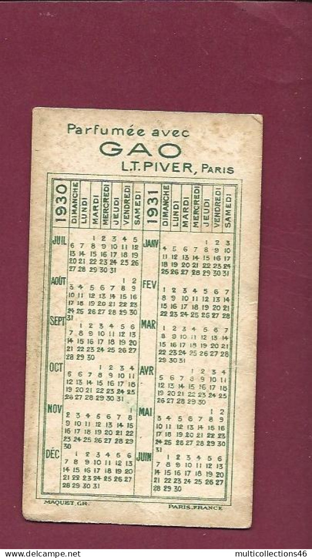 010923A - CARTE PARFUMEE - GAO LT PIVER Paris - Calendrier Semestre 1930 Et 1931 - Anciennes (jusque 1960)