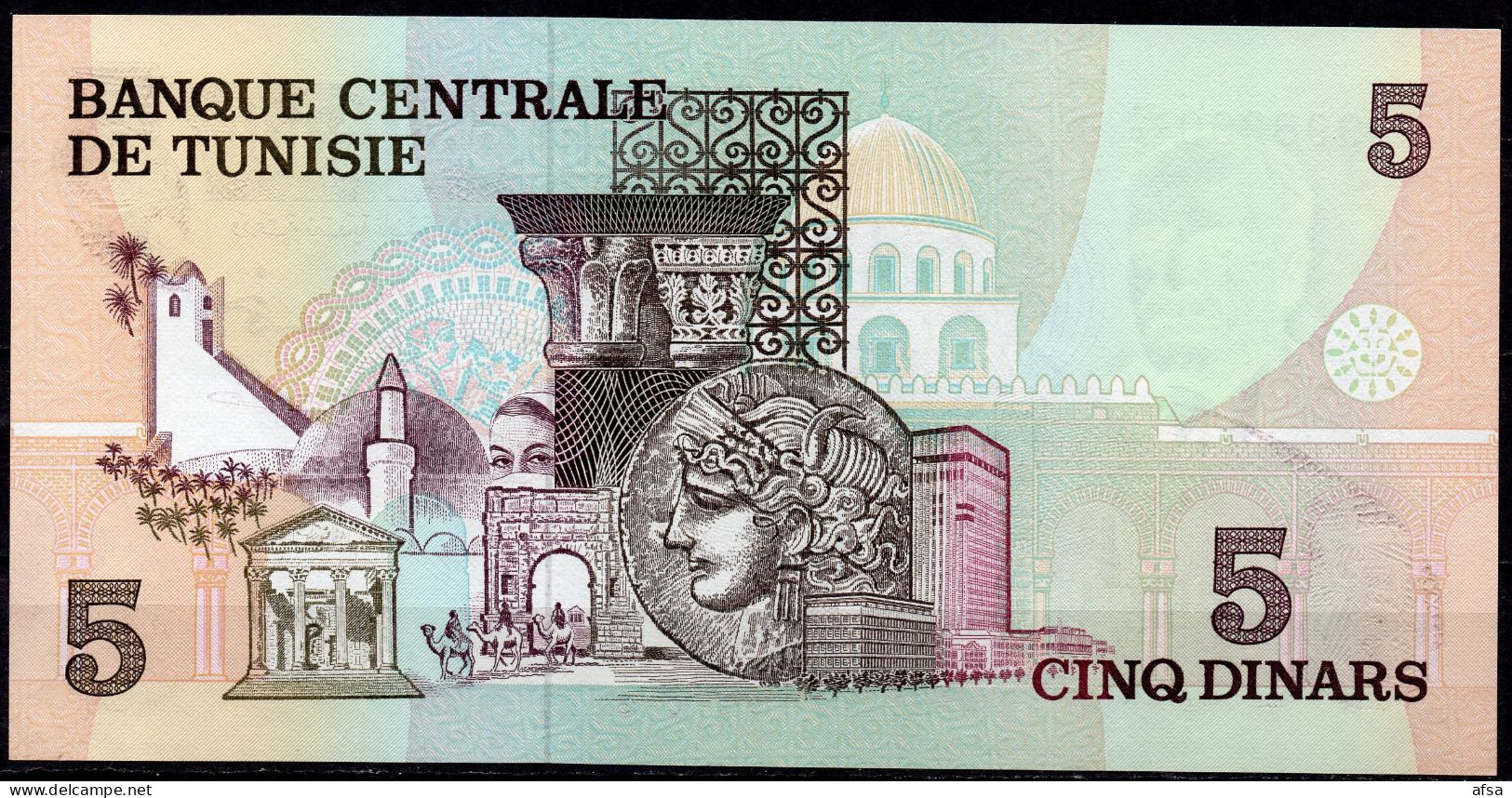 5 Dinars Type 1973 UNC // NEUF-2 Scans-2 Images ( ENVOI GRATUIT)-(FREE SHIPPING) - Tunisie