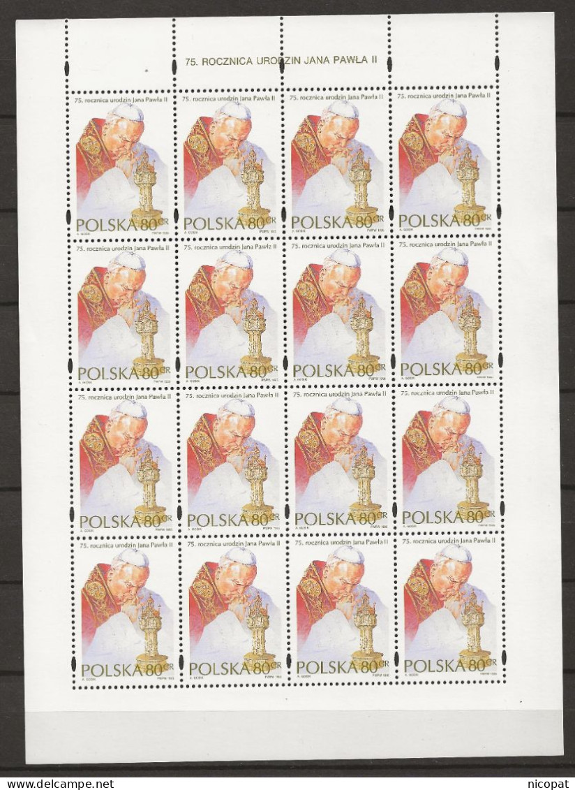 POLAND MNH ** 3328 En Feuille Pape JEAN PAUL II Religion - Feuilles Complètes