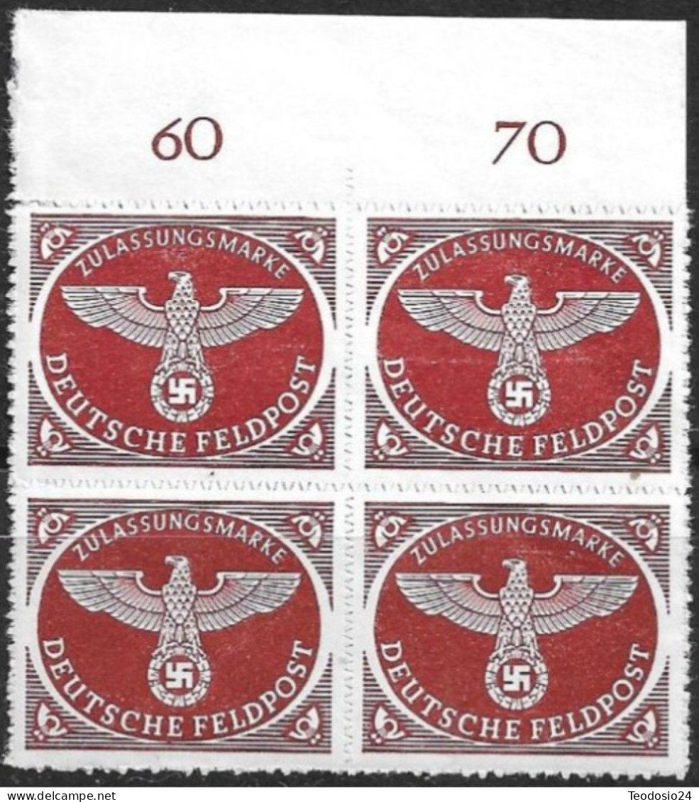 Deutsches Reich 1942- Feldpost-Zulassungsmarke ** BL4 - Feldpost 2. Weltkrieg