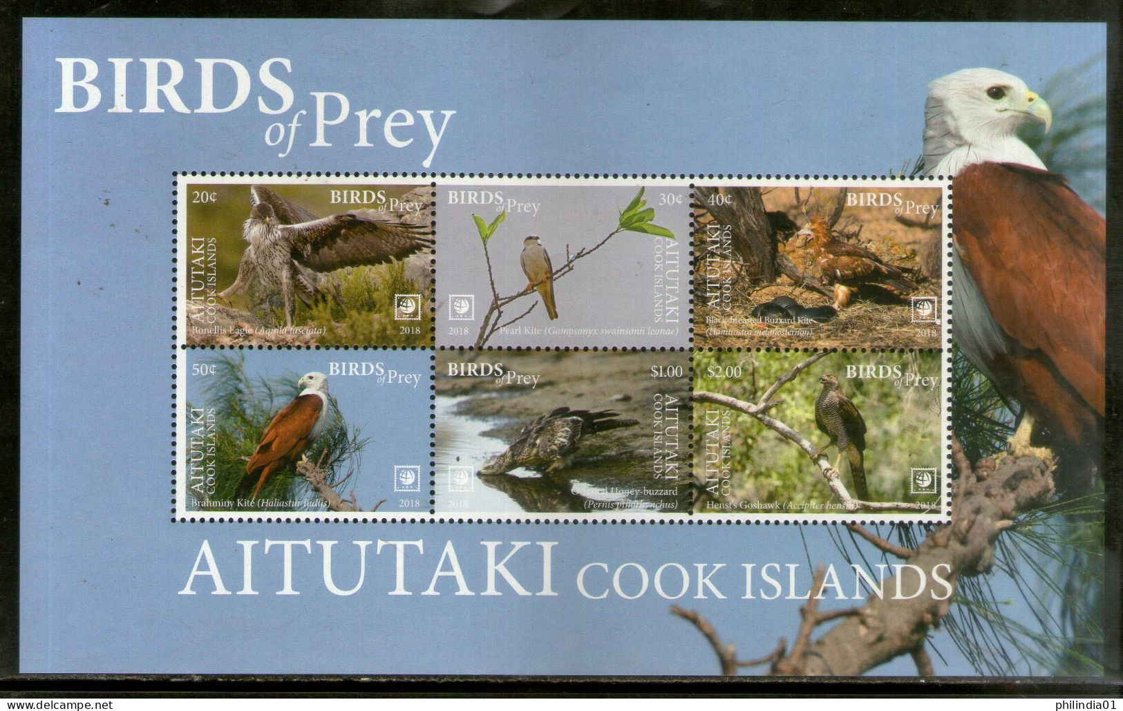 Aitutaki 2018 Birds Of Prey Eagle Wildlife Sheetlet MNH # 9182 - Aigles & Rapaces Diurnes