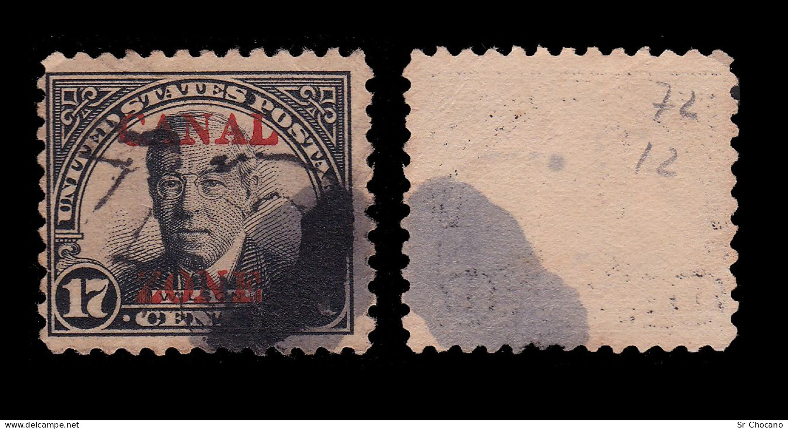 CANAL ZONE STAMPS.1925.17c BLACK (R).SCOTT 91.USED - Canal Zone