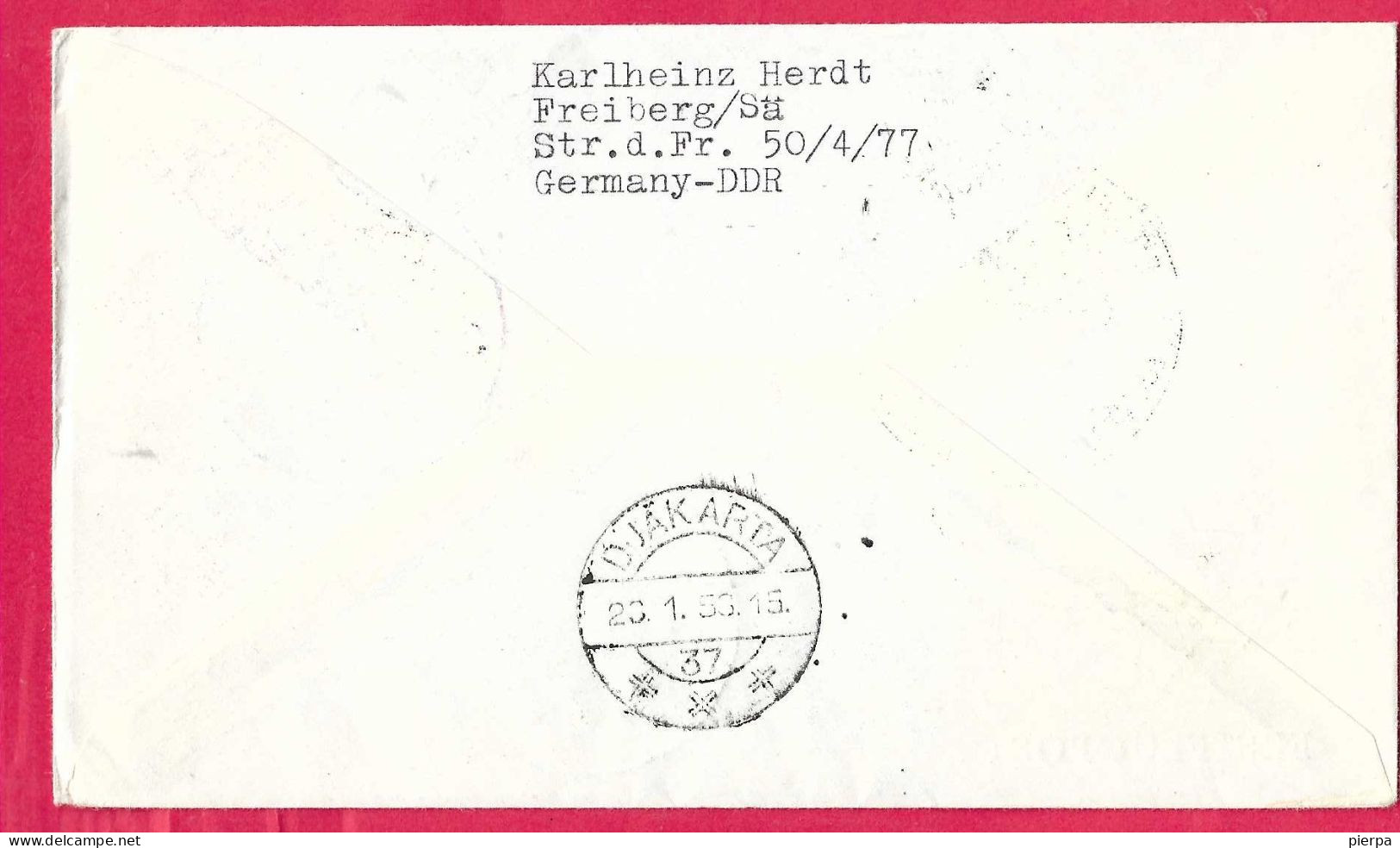 SVERIGE - FIRST FLIGHT SAS FROM STOCKHOLM/WIEN/DJAKARTA *24.1.1958* ON OFFICIAL COVER MAILED FROM GERMANY D.D.R. - Briefe U. Dokumente