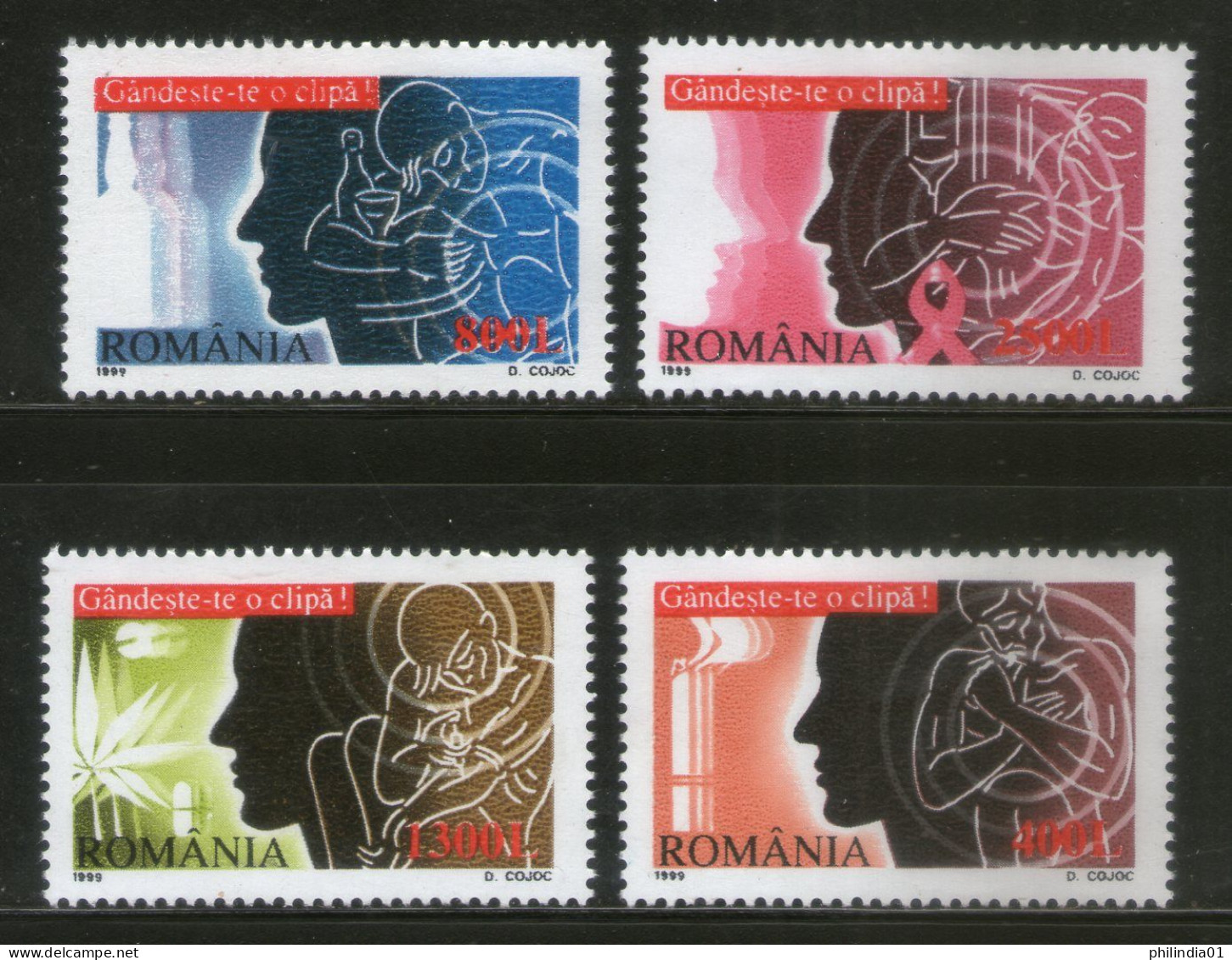 Romania 1999 Drugs AIDS Health Dangers Sc 4307-10 MNH # 283 - Drogue