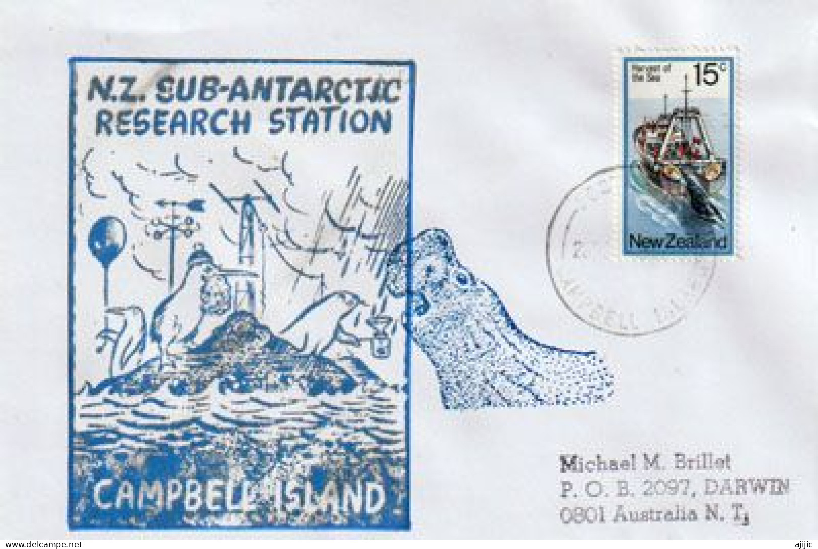 Station Meteo> Ile Campbell (sub-Antarctic Island Of New Zealand ) , Lettre Adressée En Australie - Storia Postale