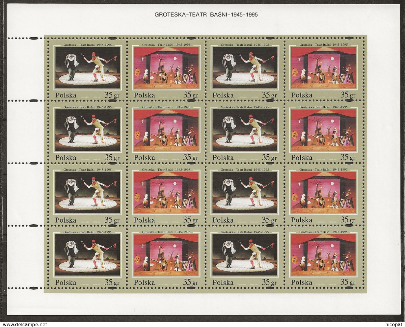 POLAND MNH ** 3329-3330 En Feuille Non Dentelé à Droite THEATRE GROTESQUE.LE MAGICIEN. CLOWN. - Ganze Bögen