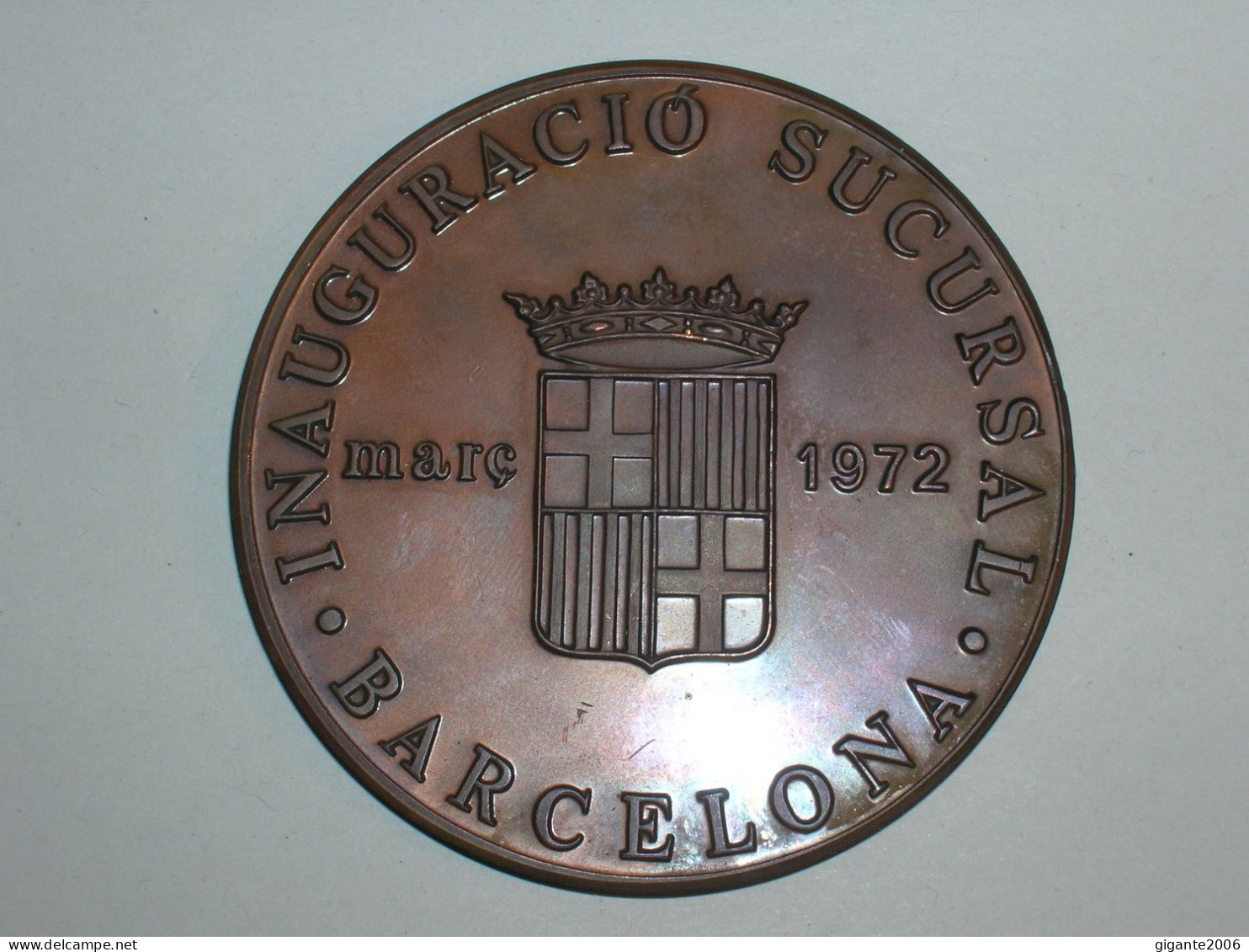 MEDALLA.BANCO SABADELL.INAUGURACIO SUCURSALBARCELONA. MARC 1972.. SIN NUMERO DE TIRADA. 102 GR. 6,5 CMS (13807) - Firma's