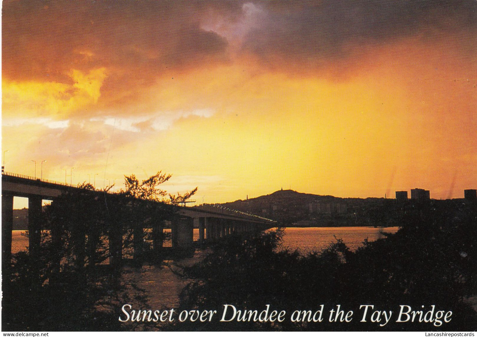 Postcard Sunset Over Dundee And The Tay Bridge [ Whiteholme ] My Ref B26206 - Angus