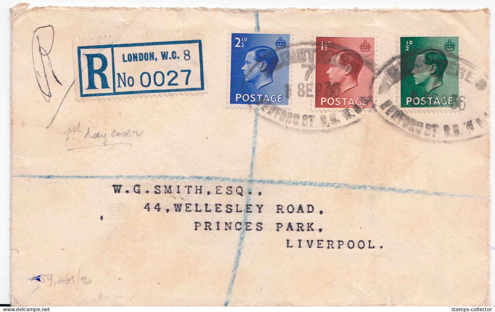 Great Britan.  1 FDC Rec. Cover 1.sep 1936 - Cartas & Documentos