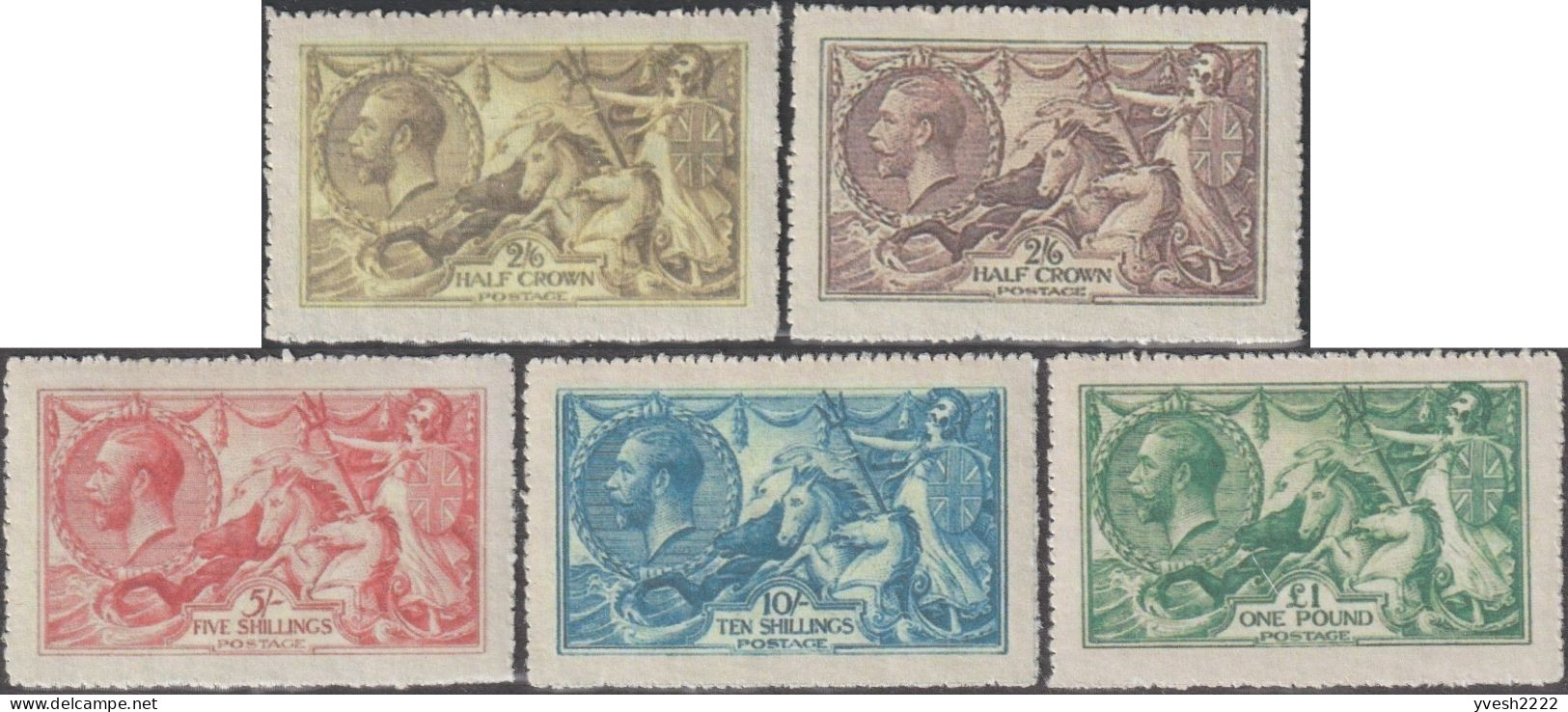 GB 1912 Y&T 153 à 156. Réimpressions Grossières Pour Boucheurs De Cases. George V 2/6, 5/, 10/ Et 1 £ - Unused Stamps