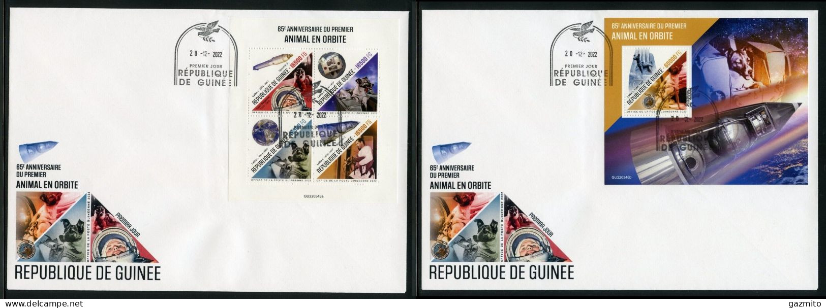 Guinea 2022, Space, Dog In Space, 4val In BF+BF In 2FDC - Afrika