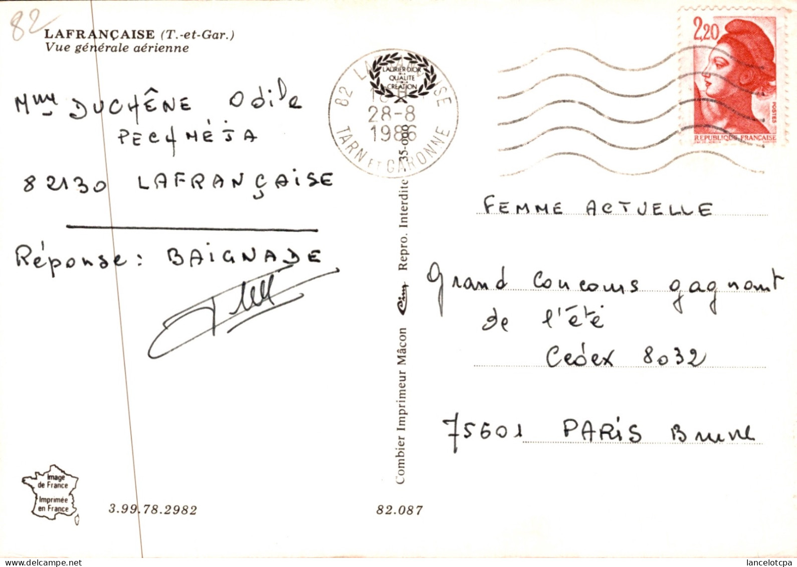 82 - LAFRANCAISE / VUE GENERALE AERIENNE - Lafrancaise