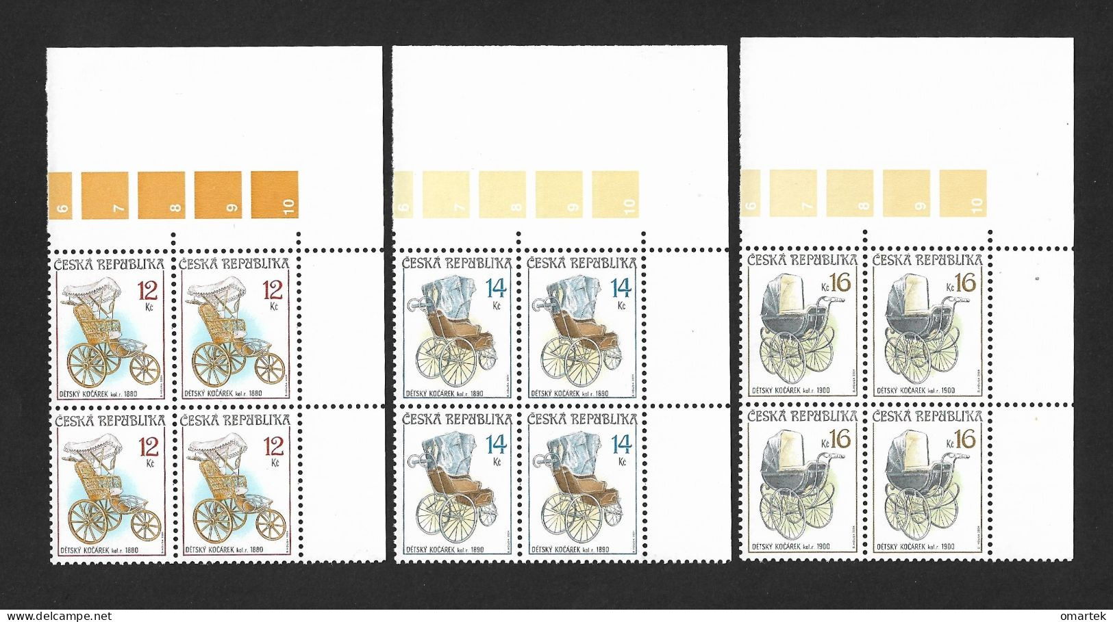 Czech Republic 2004 MNH ** Mi 413-415 Sc 3252-3254 HISTORICAL BABY PRAMS, 1880, 1890, 1900.Tschechische Republik - Unused Stamps