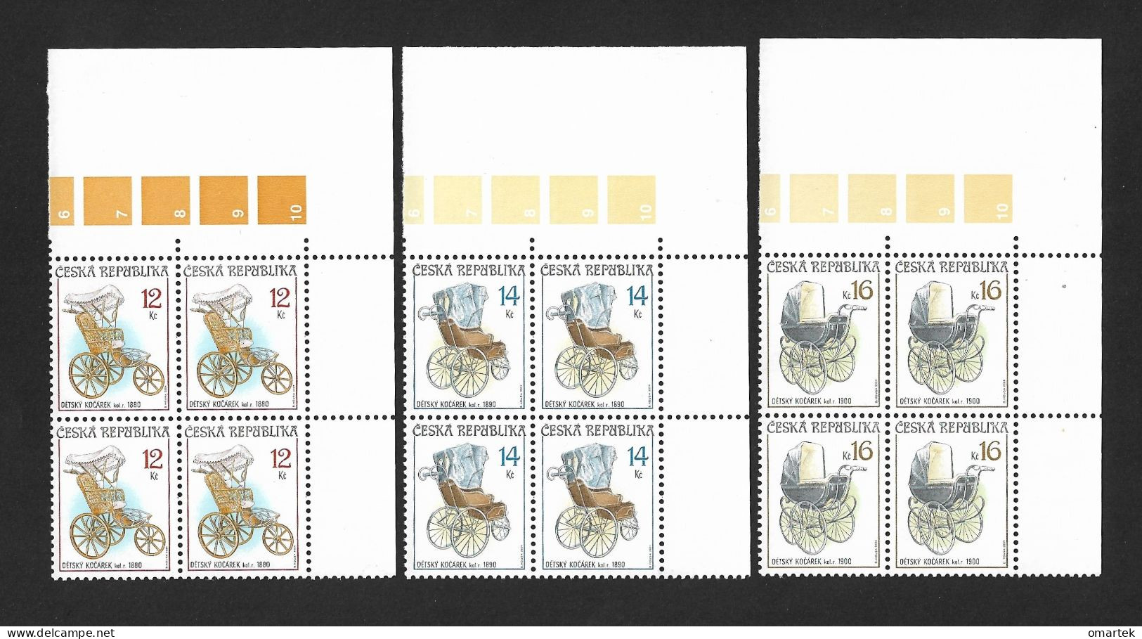 Czech Republic 2004 MNH ** Mi 413-415 Sc 3252-3254 HISTORICAL BABY PRAMS, 1880, 1890, 1900.Tschechische Republik - Nuevos