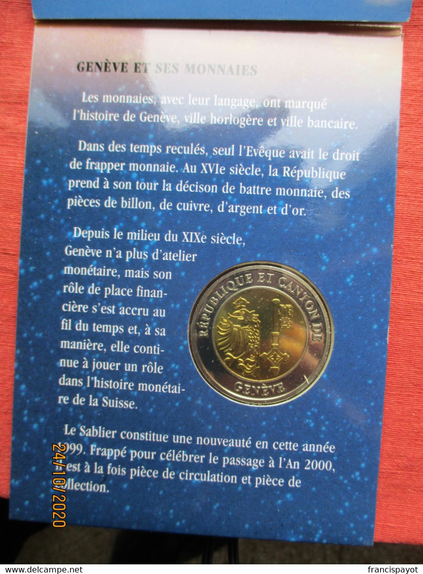 Suisse: 1 Sablier Monnaie Temporaire Genève 2000 Avec Dépliant Explicatif - Monedas / De Necesidad