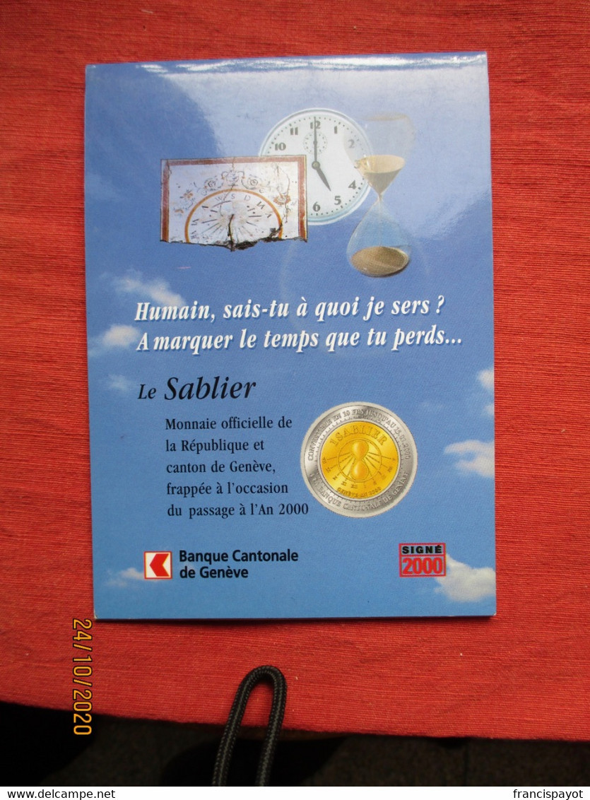 Suisse: 1 Sablier Monnaie Temporaire Genève 2000 Avec Dépliant Explicatif - Monedas / De Necesidad