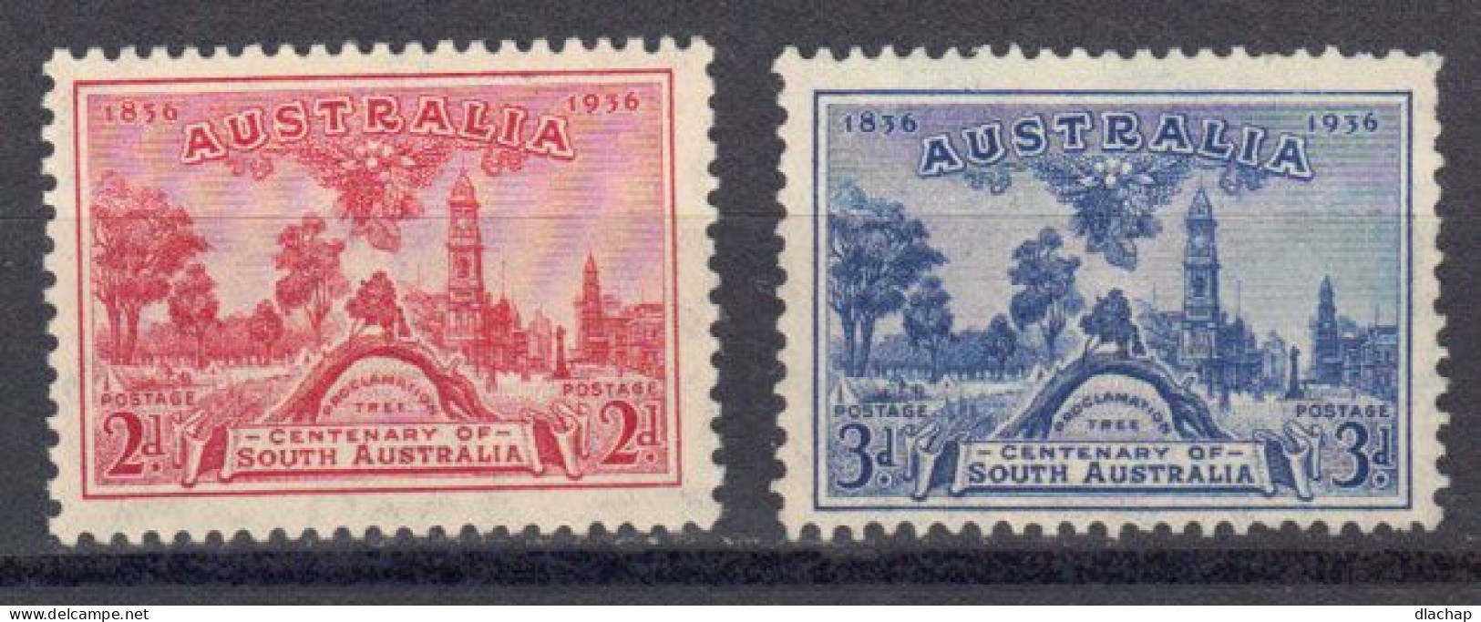 Australie 1936 Yvert 107 / 108 ** Neufs Sans Charniere. Centenaire De La Colonie D'Australie Du Sud - Nuevos