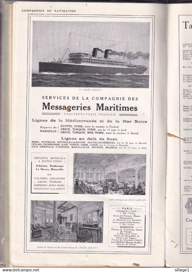 PAQUEBOT - AGENDA P.L.M. 1914 - Bateau