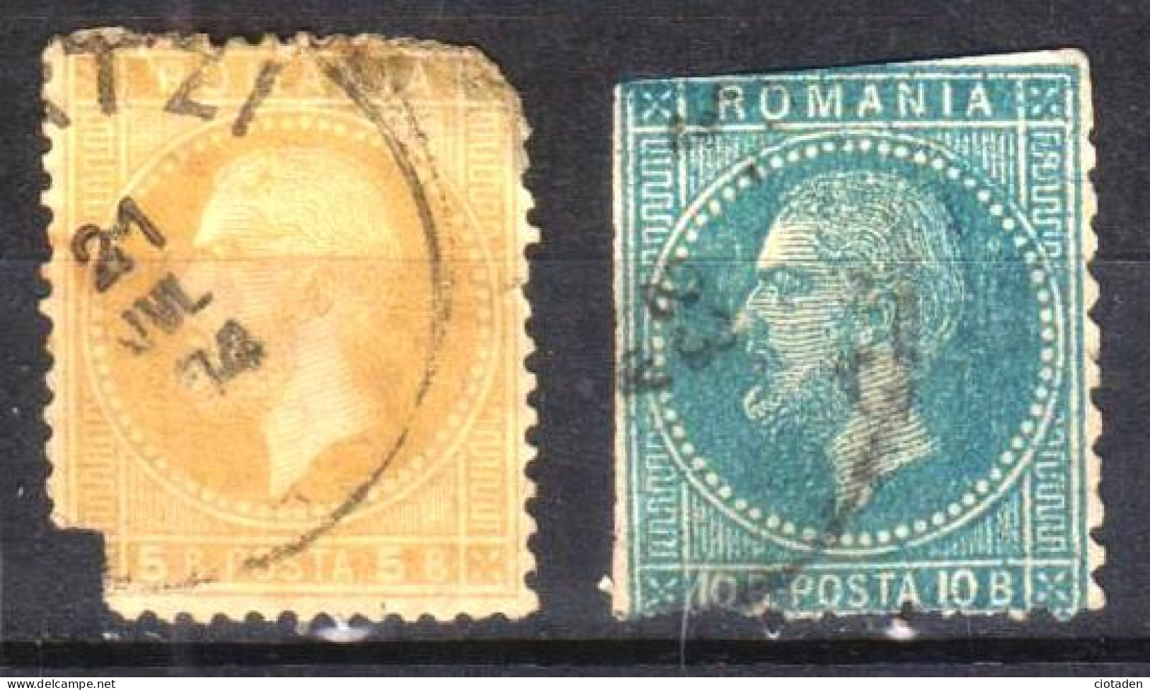 1876 - Roumanie - Prince Karl 1er - 2 Timbres - 1858-1880 Moldavia & Principality