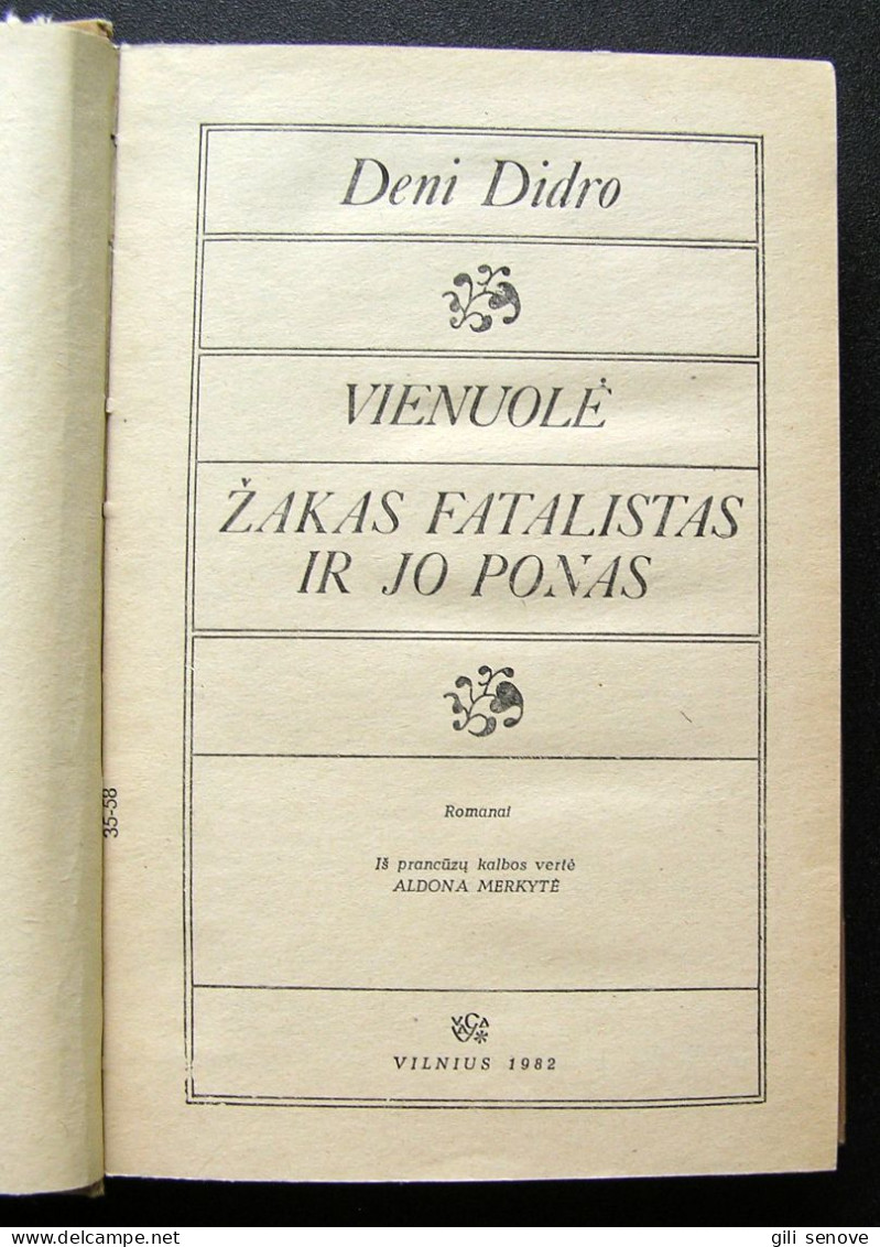 Lithuanian Book / Vienuolė. Žakas Fatalistas Ir Jo Ponas Didro 1982 - Novels