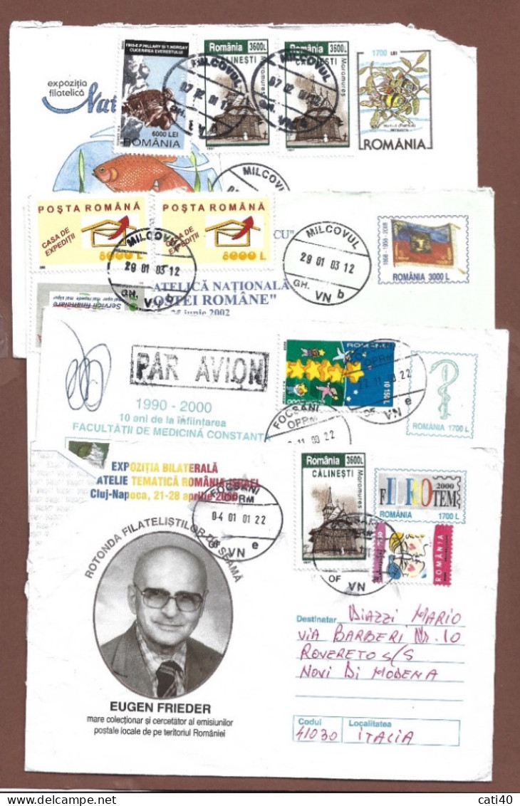 ROMANIA - QUATTRO BUSTE PER L'ITALIA CON BELLE AFFRANCATURE - Covers & Documents