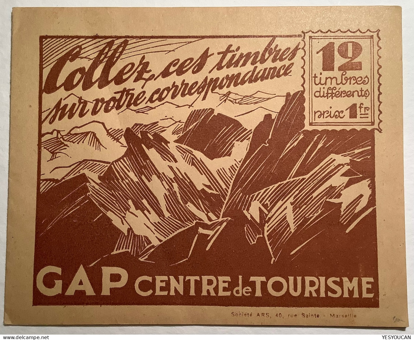 FRANCE ~1930 CARNET 12 VIGNETTE TOURISME GAP 05 HAUTES ALPES (erinnophilie Poster Stamps Tourism Publicity Hotel Lombard - Blocks & Sheetlets & Booklets