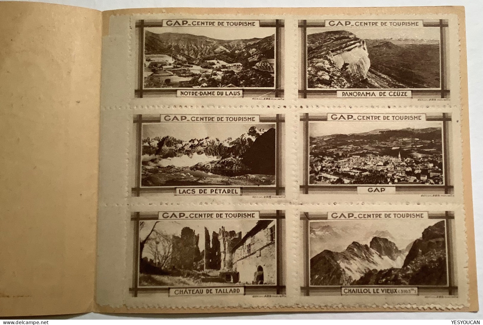 FRANCE ~1930 CARNET 12 VIGNETTE TOURISME GAP 05 HAUTES ALPES (erinnophilie Poster Stamps Tourism Publicity Hotel Lombard - Blocks Und Markenheftchen