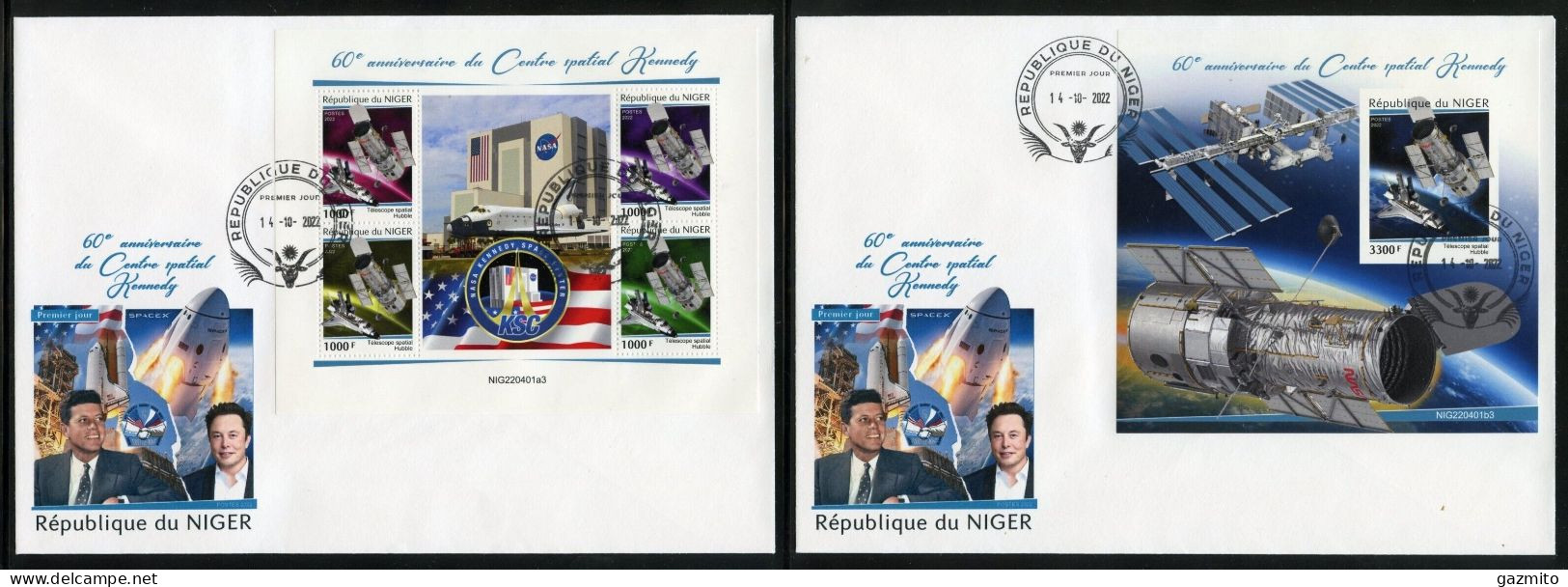 Niger 2022, Space, Kennedy Space Center II, 4val In BF+BF In 2FDC - Africa
