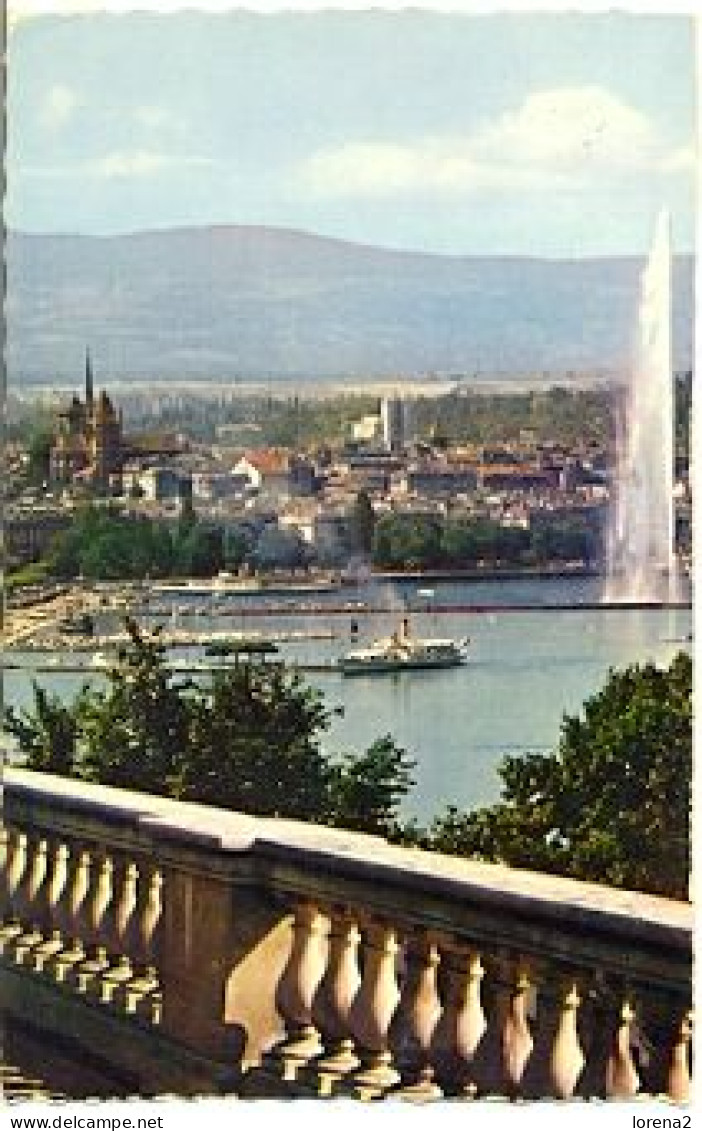 Postal  Suiza. Geneve, Vue Sur La Ville Depuis Cologny. 7-sui82 - Cologny