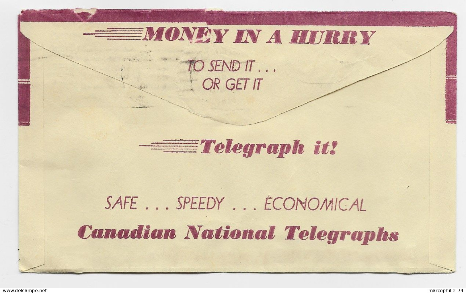 CANADA 4C ELISABETH PERFORE PERFIN LETTRE COVER CANADIA NATIONAL TELEGRAM CRECIT ONTARIO 1960 - Perforadas