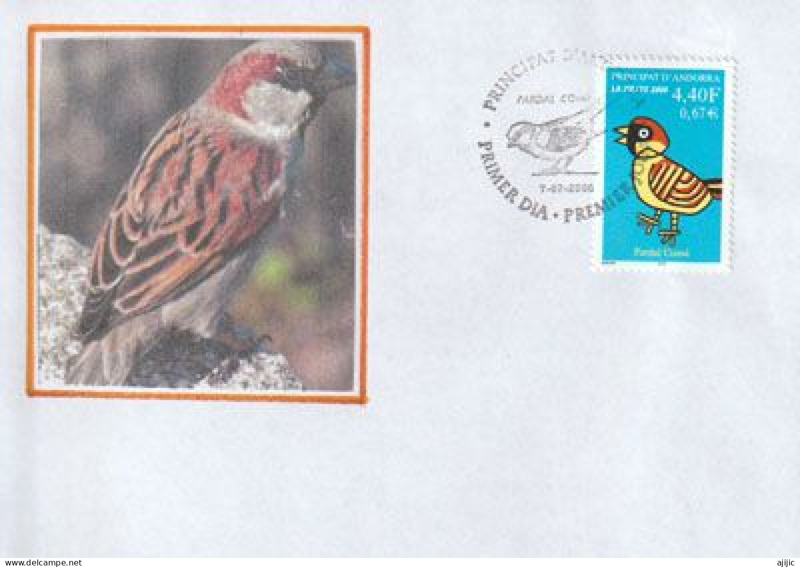 ANDORRA/  Le Moineau .  FDC - (the Sparrow) - Passeri