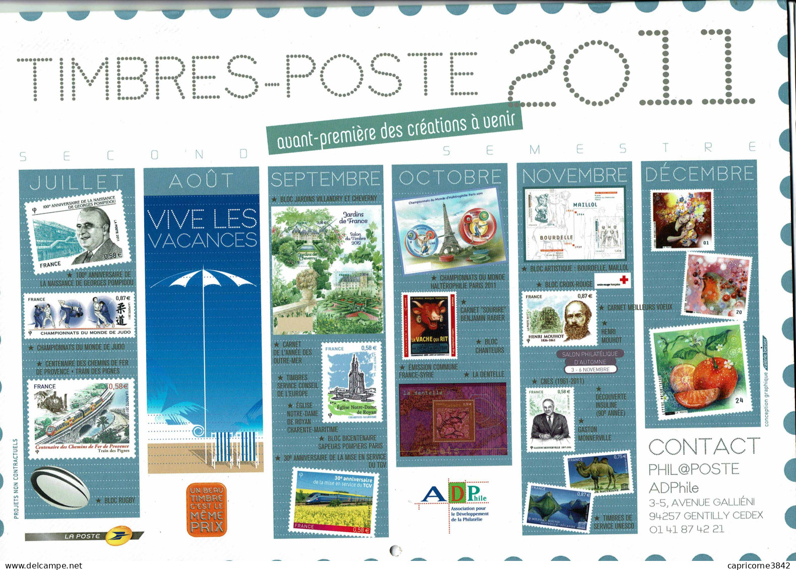 7 Calendriers Des Sorties De Timbres-Poste - Edité Par La Poste Et ADP - Années 2006 à 2012 - Grand Format A4 Cartonné - Documents De La Poste